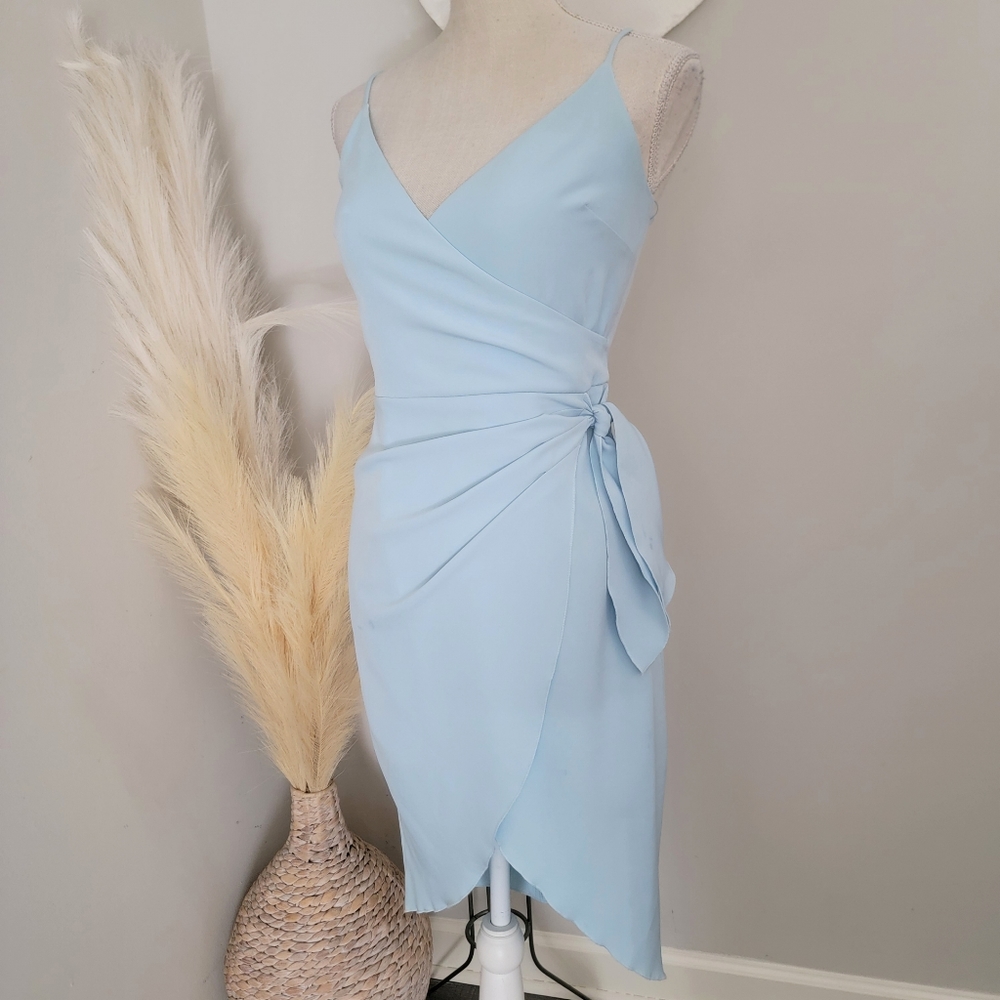 BCBG Generation Faux Wrap Light Blue Mini Dress Size 2